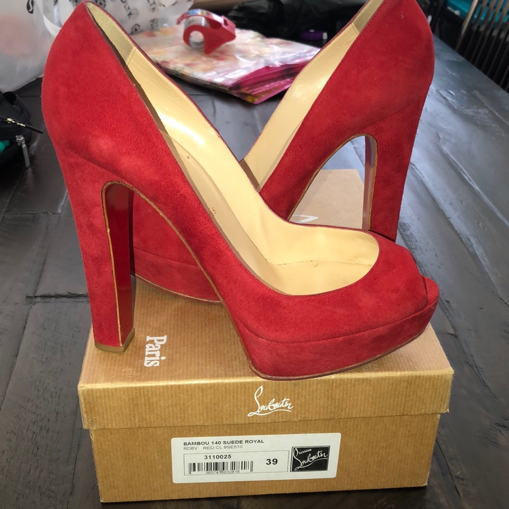 Christian Louboutin Bambou 140 Suede Royal Women’s Heels